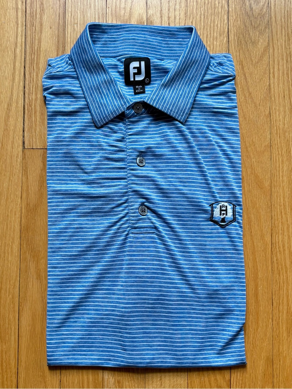 FootJoy Golf Men’s Short Sleeve Golf Polo Shirt Large Blue White Stripes
